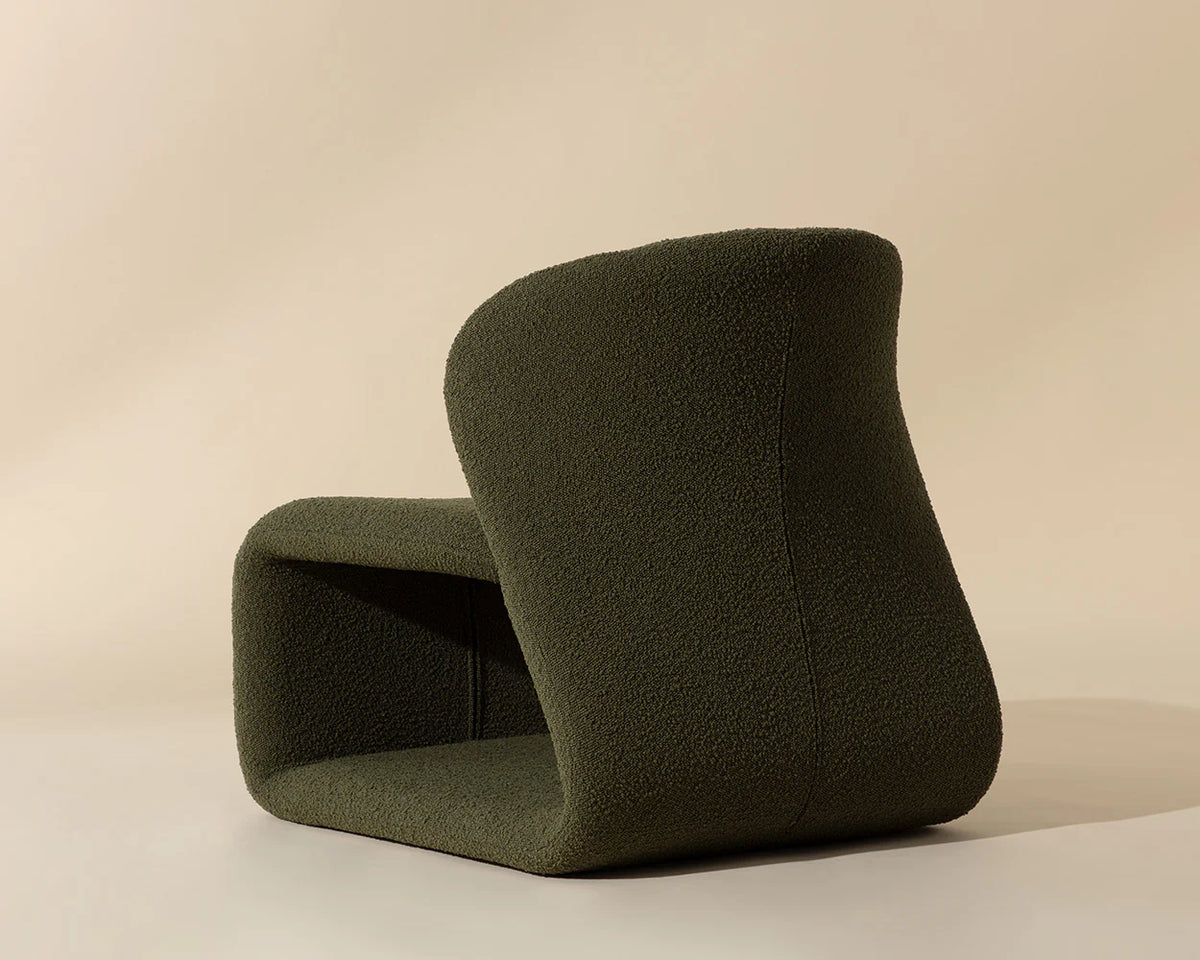Sophiene Olive Green Bouclé & Gold Accent Chair