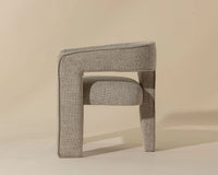Krasner Sand Fabric & Mocha Piping Dining Armchair