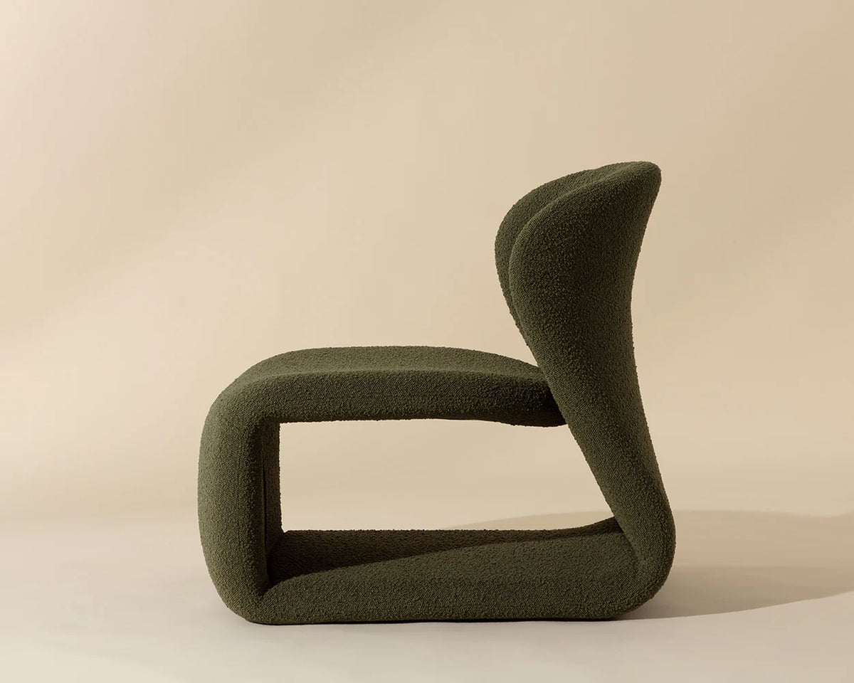 Sophiene Olive Green Bouclé & Gold Accent Chair