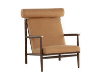 Biko Camel Leather & Solid Oak Accent Chair