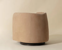 Emilie Caramel Nubuck Leather Swivel Accent Chair