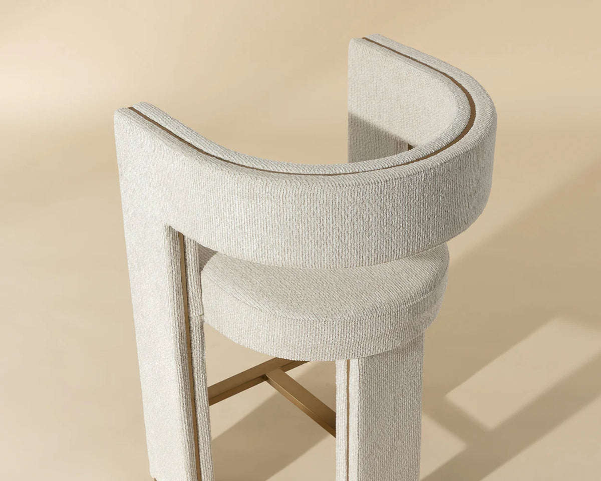 Adamina Light Barley Performance Fabric & Gold Counter Stool