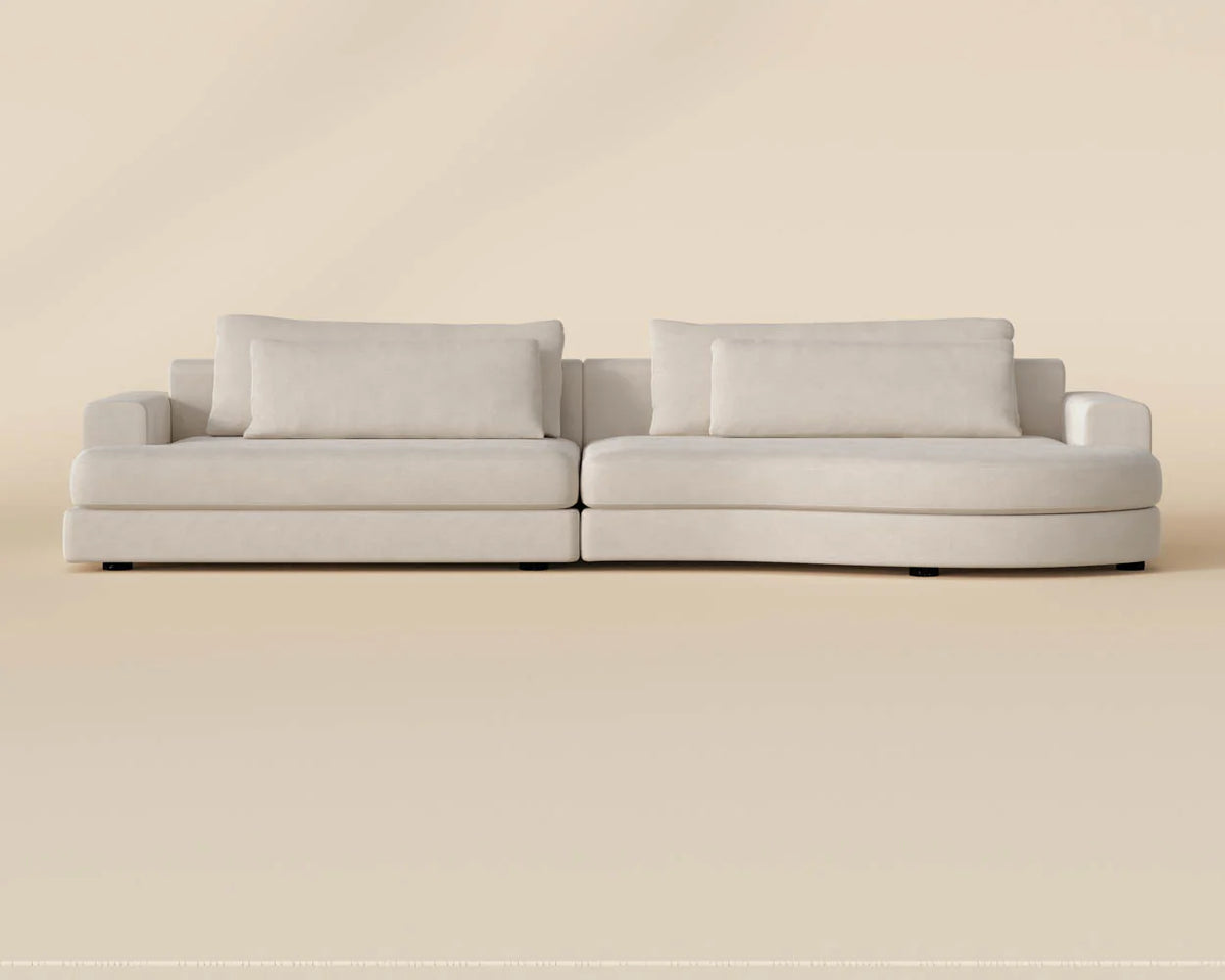 Baela 145" Cream Curved Sofa