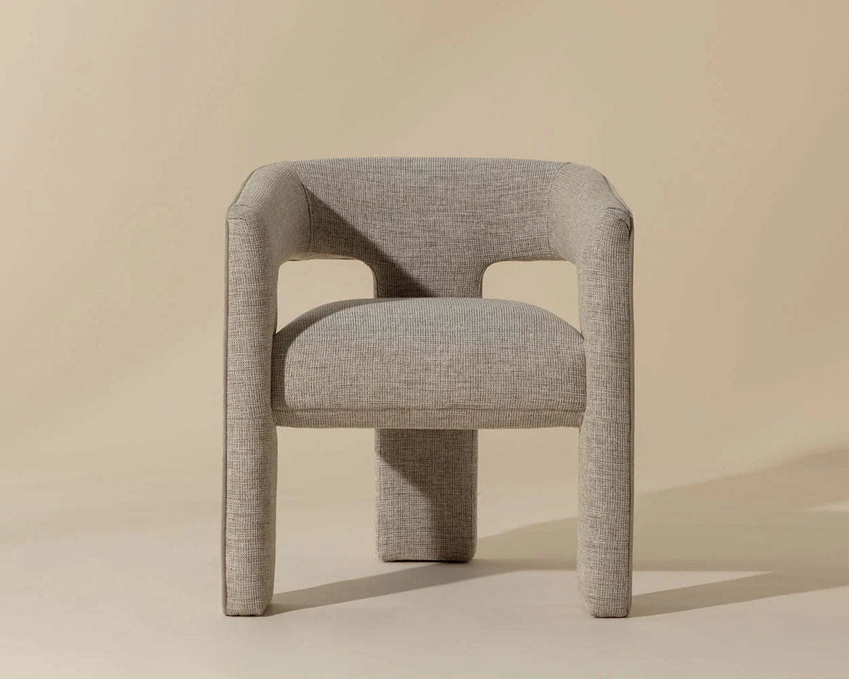 Krasner Sand Fabric & Mocha Piping Dining Armchair