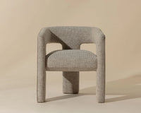 Krasner Sand Fabric & Mocha Piping Dining Armchair