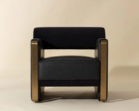 Edgar Black Fabric, Faux Leather & Gold Accent Chair