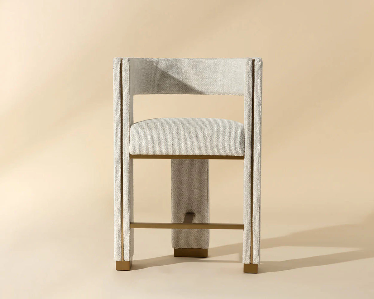 Adamina Light Barley Performance Fabric & Gold Counter Stool