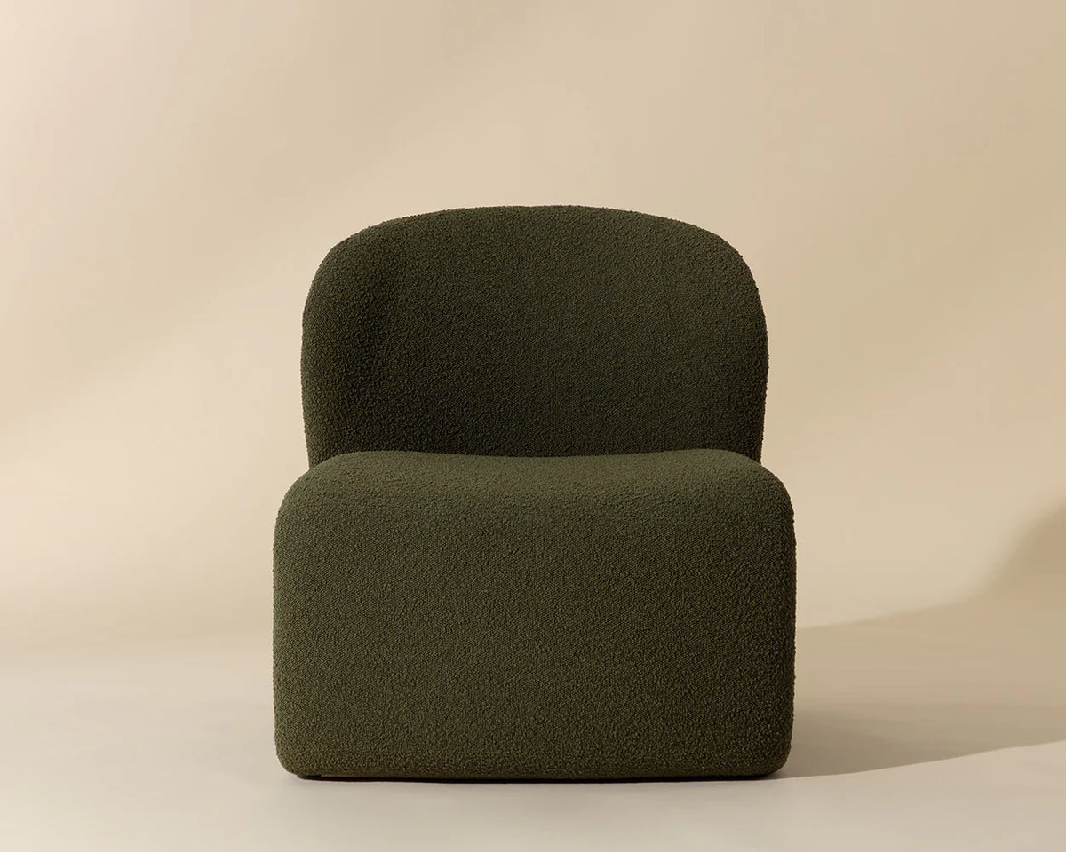 Sophiene Olive Green Bouclé & Gold Accent Chair