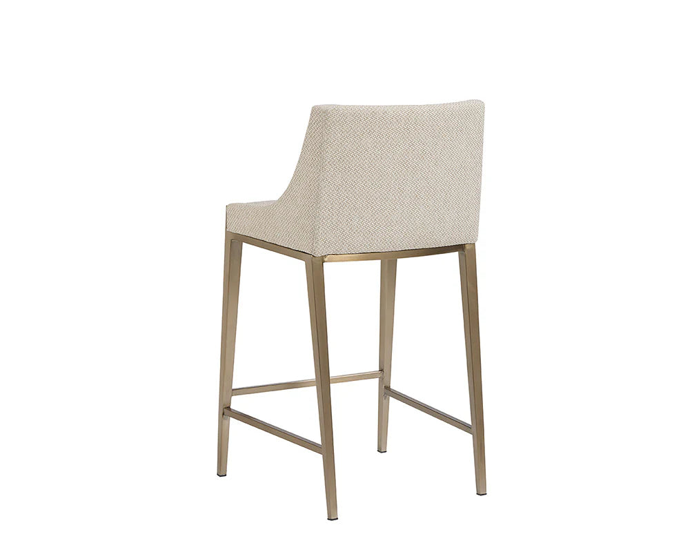 Dionne Oatmeal Fabric & Antique Brass Counter Stool