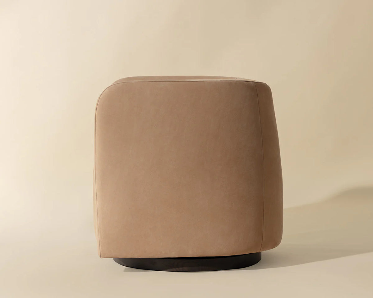 Emilie Caramel Nubuck Leather Swivel Accent Chair