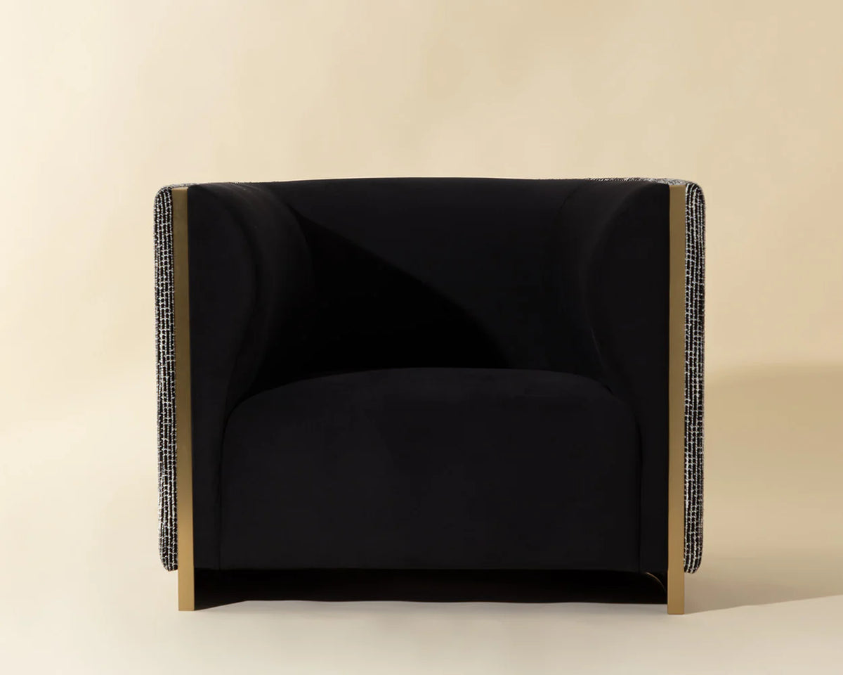 Larron Black Fabric & Brushed Gold Accent Chair