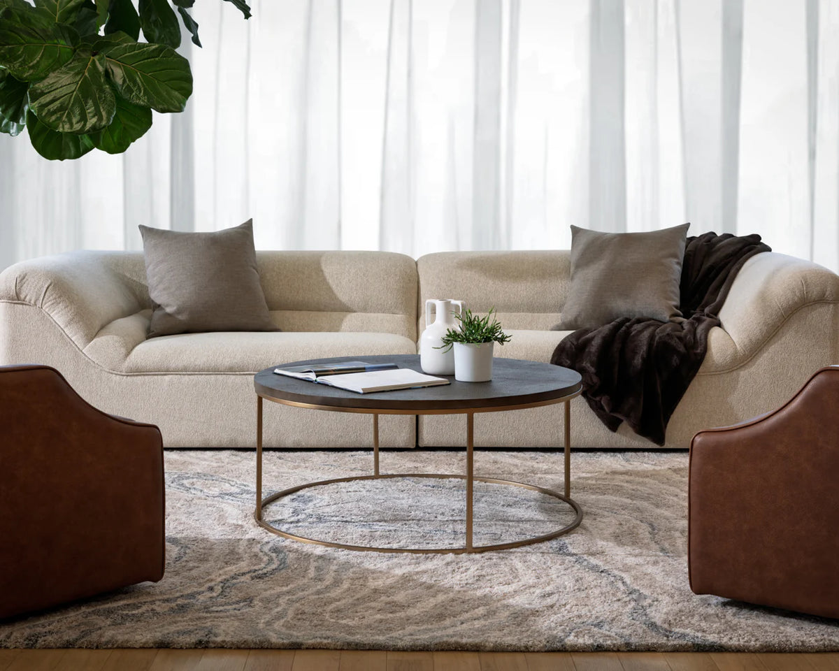 Gladys 127.5" Dove Cream Curved Sofa