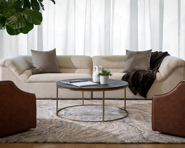 Gladys 127.5" Dove Cream Curved Sofa