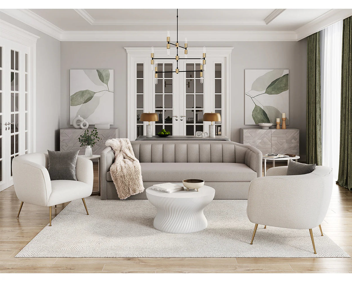 Birrit 92.25" Dove Cream Performance Fabric Sofa