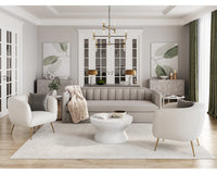 Birrit 92.25" Dove Cream Performance Fabric Sofa