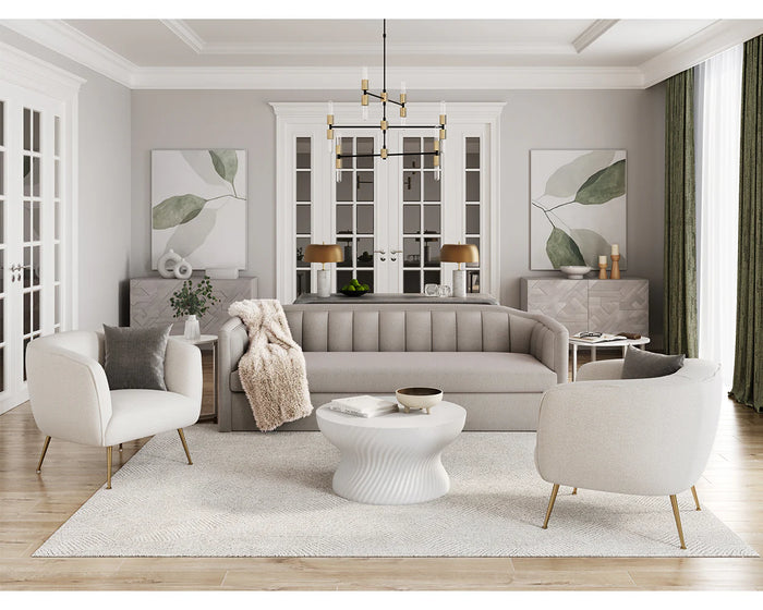 Birrit 92.25" Dove Cream Performance Fabric Sofa