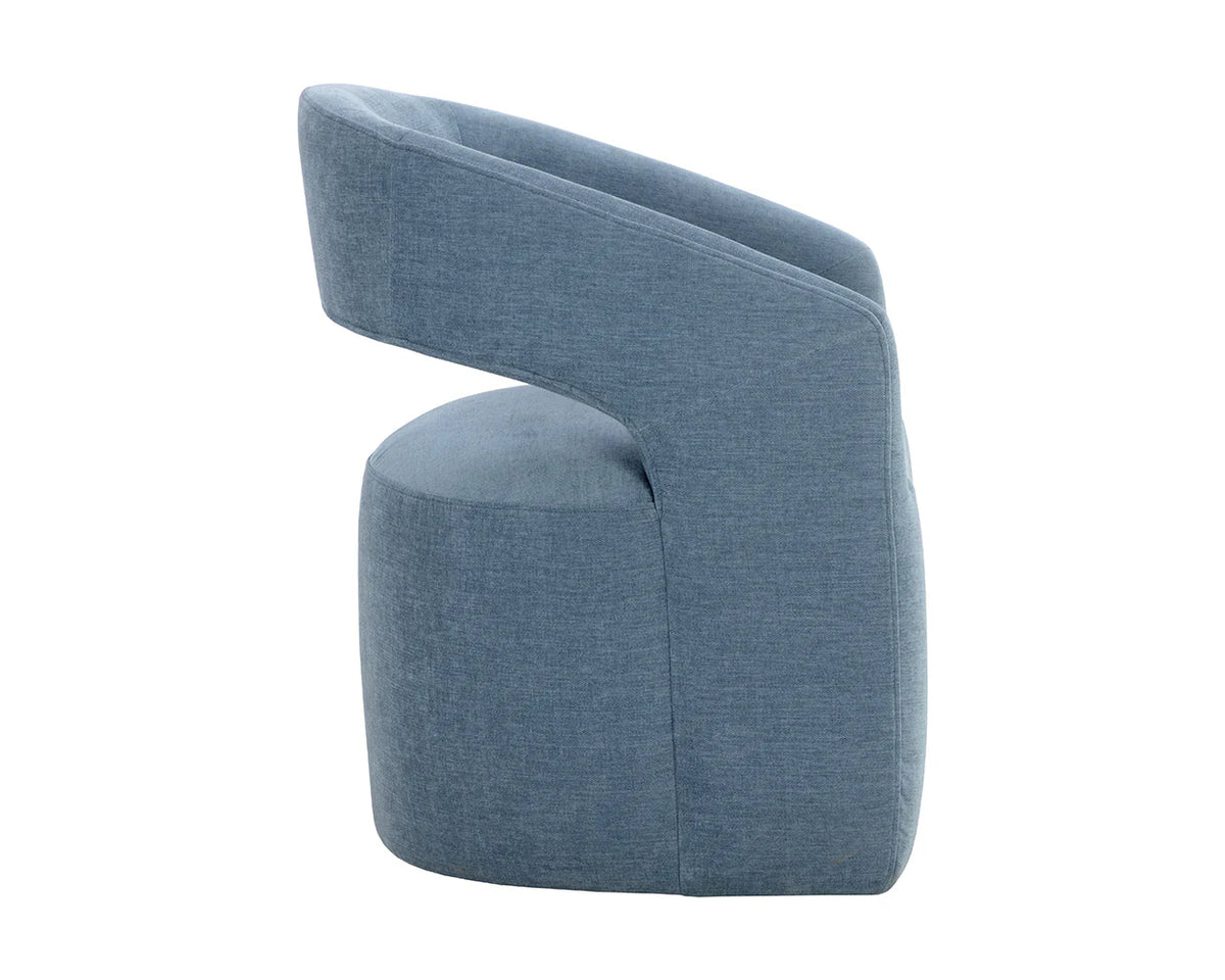 Lloret Iceberg Blue Upholstered Wheeled Dining Armchair