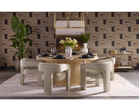 Krasner Sand Fabric & Mocha Piping Dining Armchair