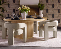 Krasner Sand Fabric & Mocha Piping Dining Armchair