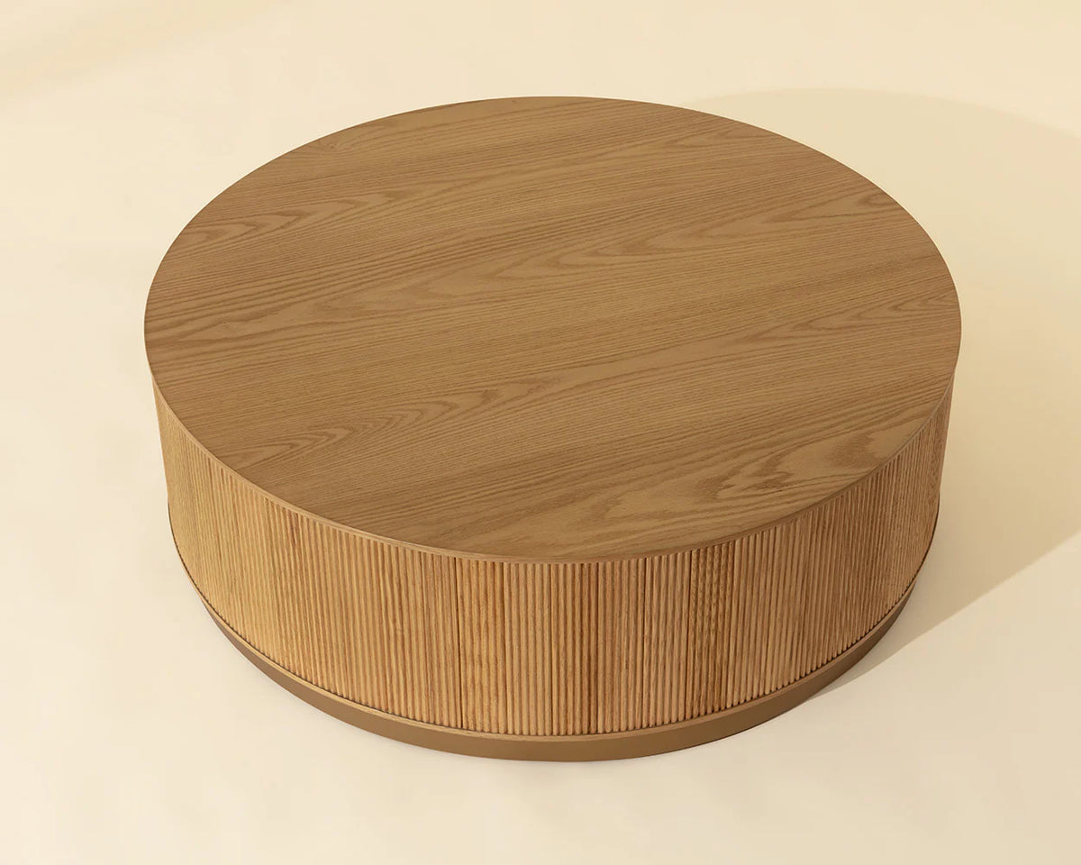 Kalla 44" Natural Oak & Brushed Gold Coffee Table