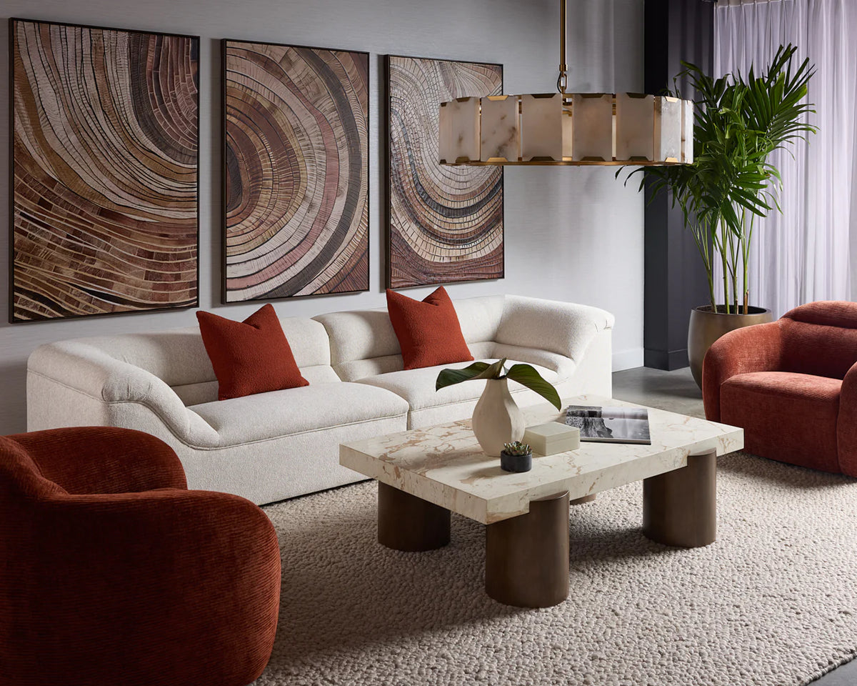 Gladys 127.5" Dove Cream Curved Sofa