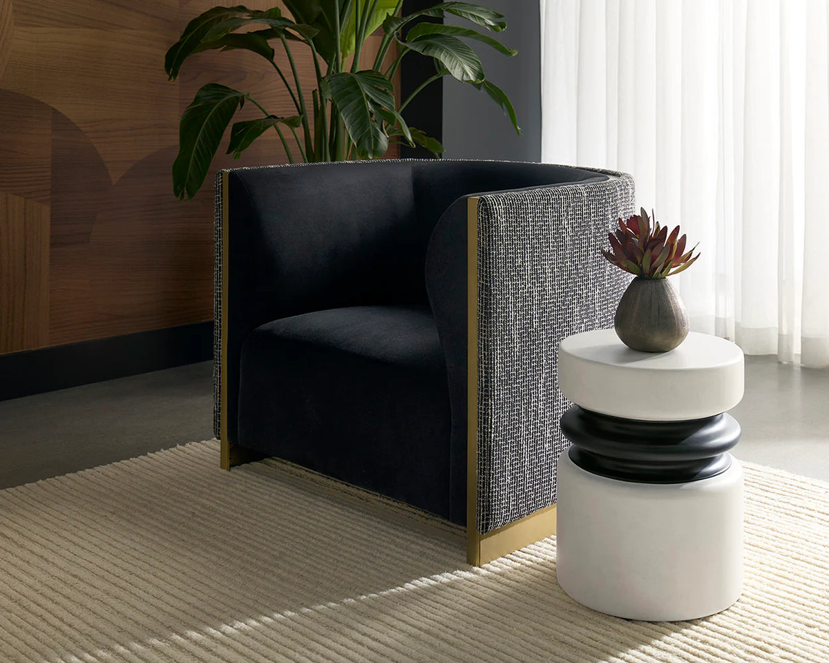 Larron Black Fabric & Brushed Gold Accent Chair