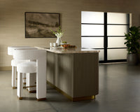 Adamina Light Barley Performance Fabric & Gold Counter Stool