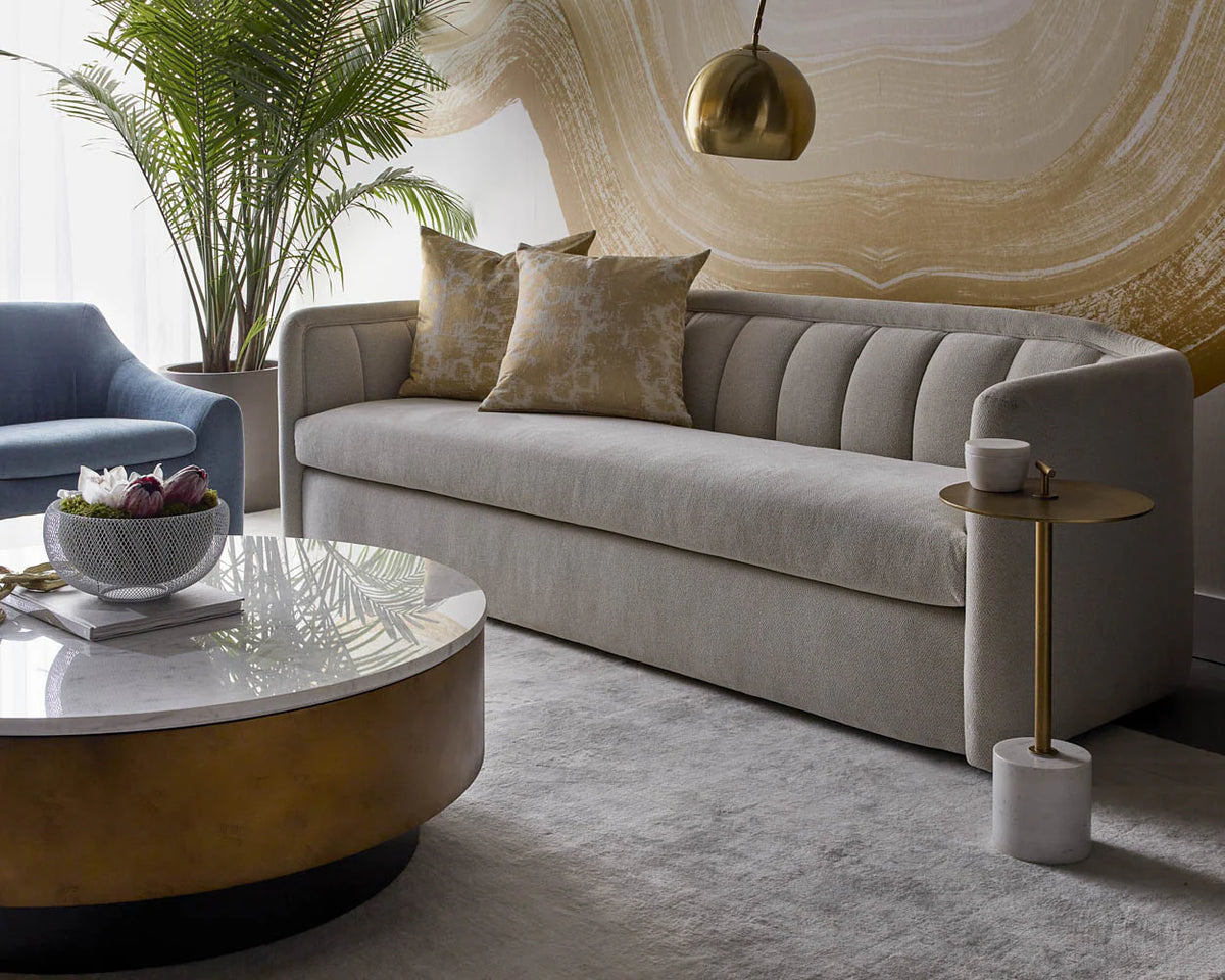 Birrit 92.25" Dove Cream Performance Fabric Sofa