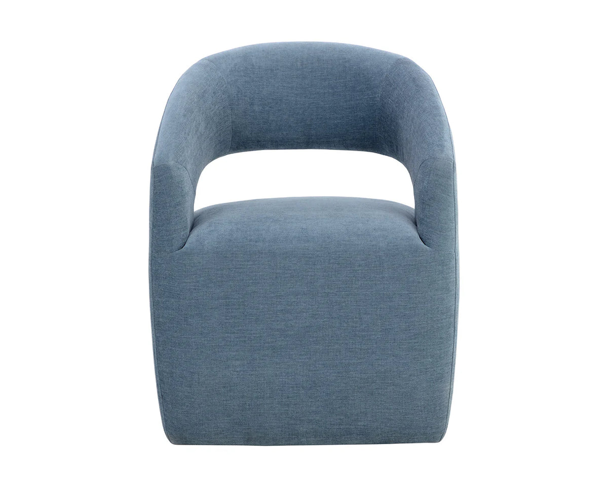 Lloret Iceberg Blue Upholstered Wheeled Dining Armchair