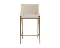 Dionne Oatmeal Fabric & Antique Brass Counter Stool