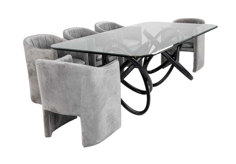 Caroline Modern Glass & Black Ash Dining Table