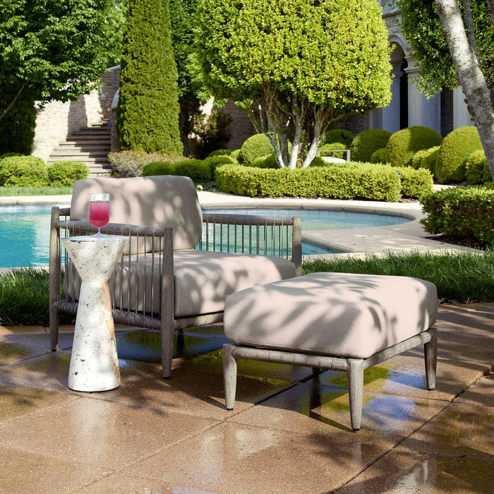 Clara 26" White & Grey Outdoor Ottoman