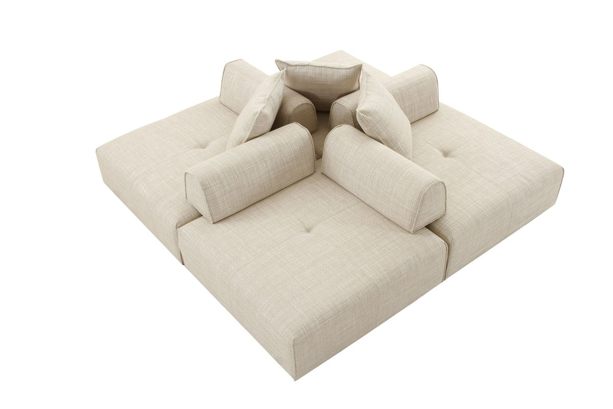 Montrose Beige Fabric Armless Modular Sectional Sofa