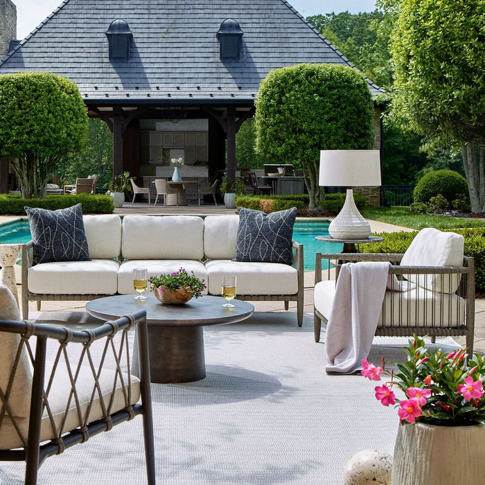 Clara 80" Modern White & Grey Outdoor Sofa