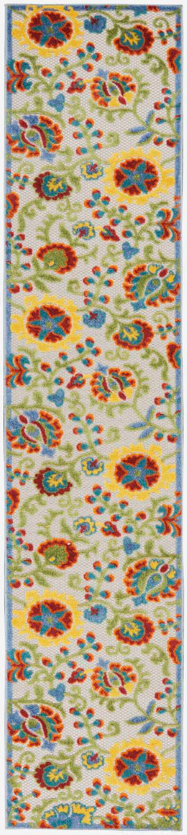 Annitra Indoor/Outdoor Ivory & Multicolor Flower Garden Area Rug - Elegance Collection