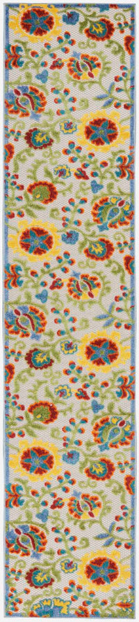 Annitra Indoor/Outdoor Ivory & Multicolor Flower Garden Area Rug - Elegance Collection