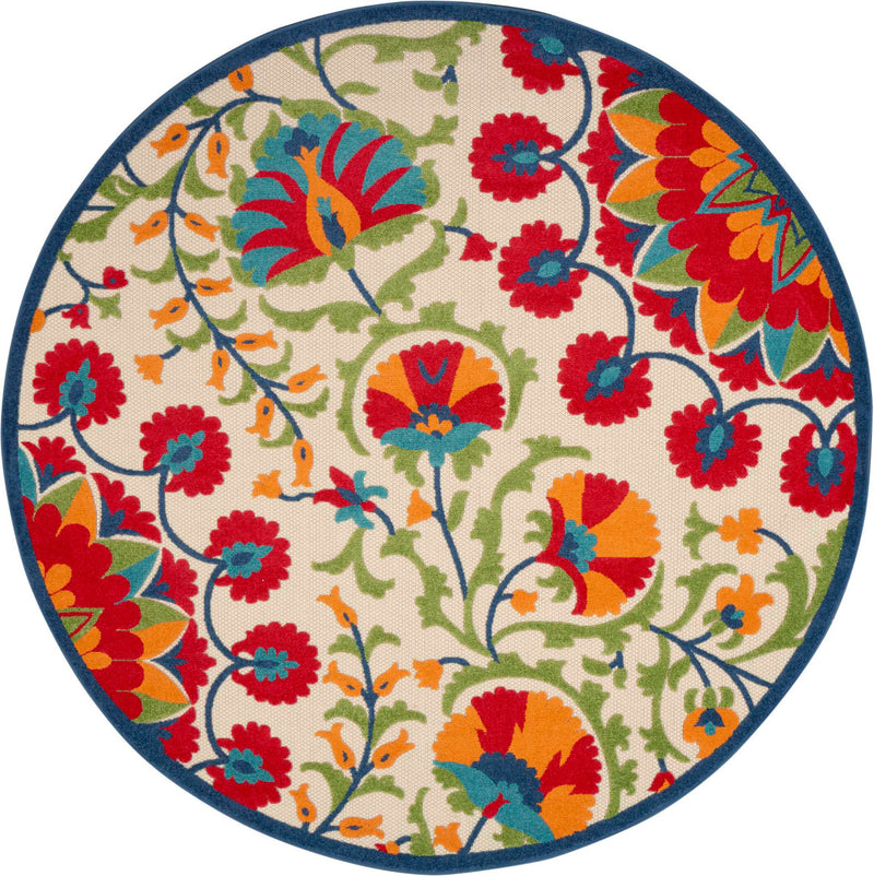 Annitra Indoor/Outdoor Red & Multicolor Blooms Area Rug - Elegance Collection