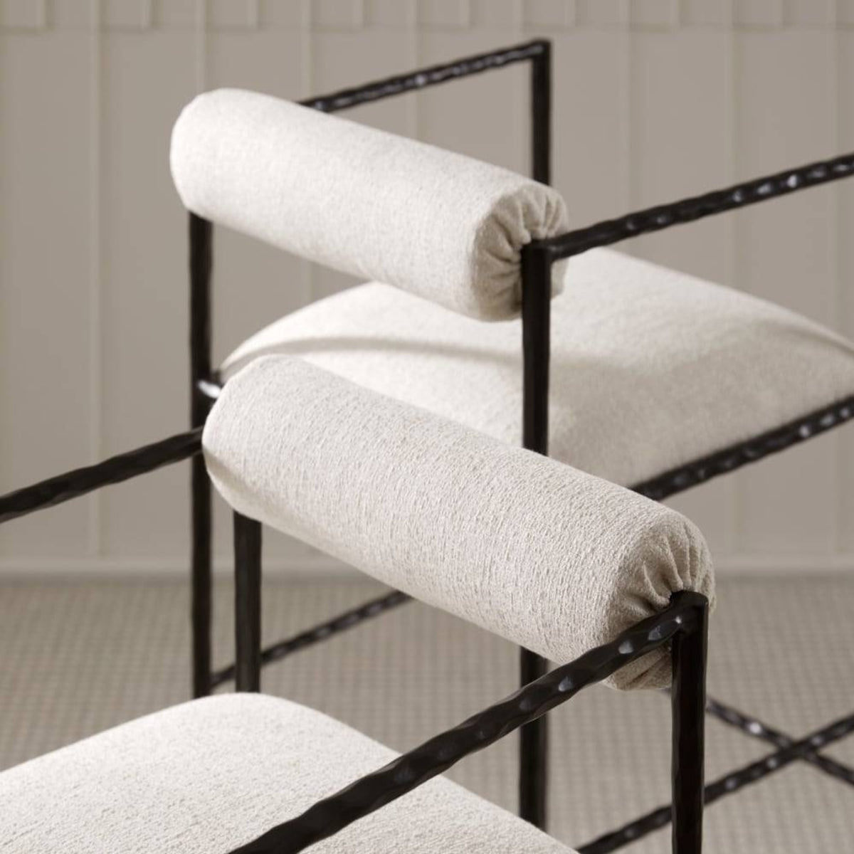 Barbana White Performance Fabric & Natural Iron Counter Stool (Set of 2)