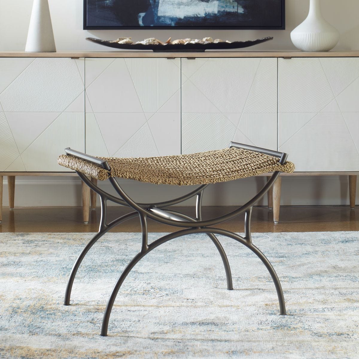 Ringwood 26" Handwoven Natural Seagrass Bench