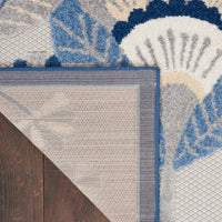 Annitra Indoor/Outdoor Blue & Grey Bouquet Area Rug - Elegance Collection