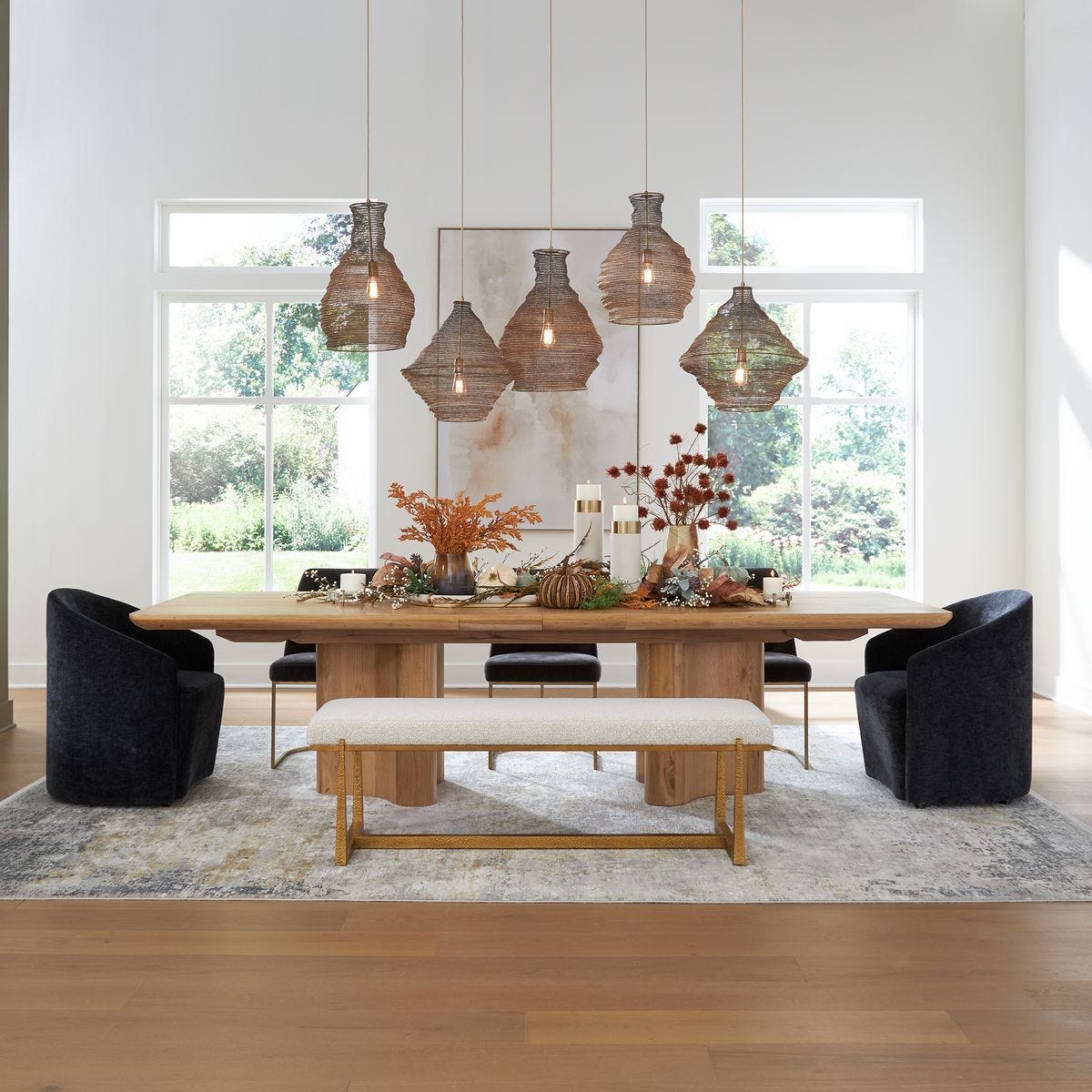 Magnolia 96" - 120" Natural Solid Oak Dining Table (With Two Leaves)