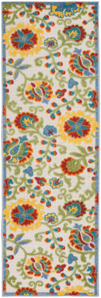 Annitra Indoor/Outdoor Ivory & Multicolor Flower Garden Area Rug - Elegance Collection