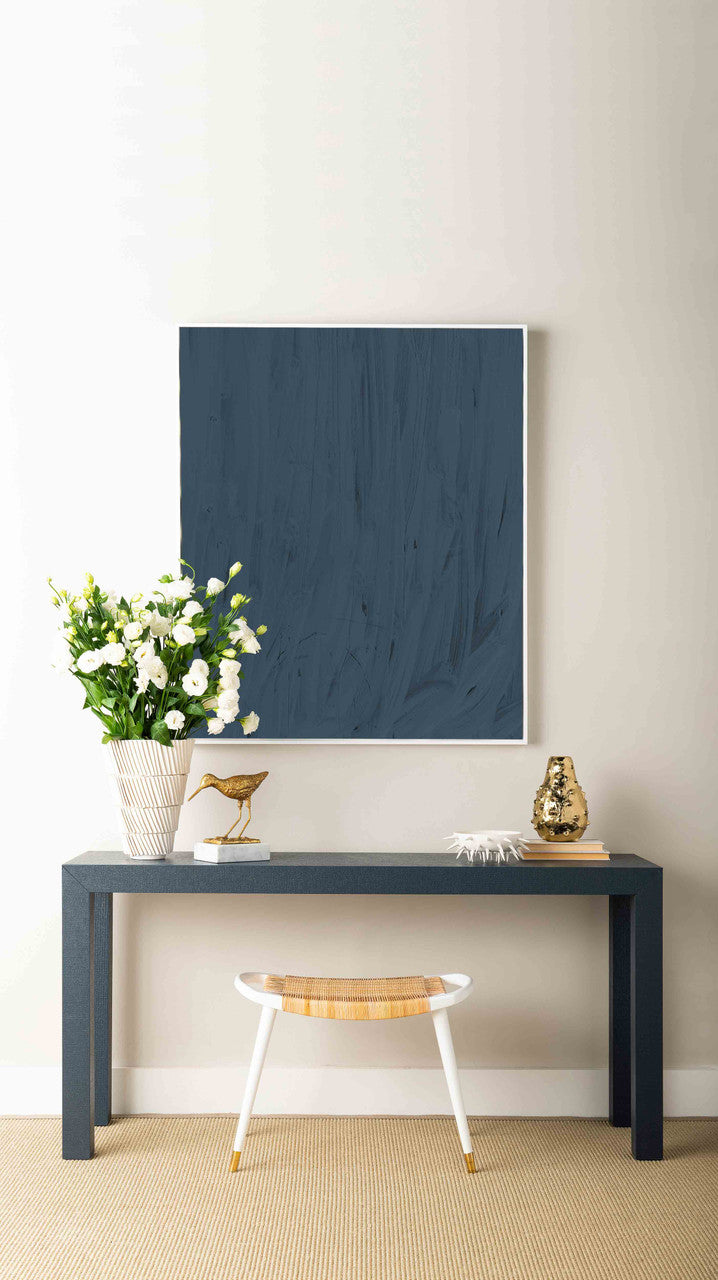 Rogelio 60' Large Navy Grasscloth Console Table