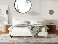 Palacio Cream Upholstered Walnut Bed