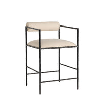 Barbana White Performance Fabric & Natural Iron Counter Stool (Set of 2)