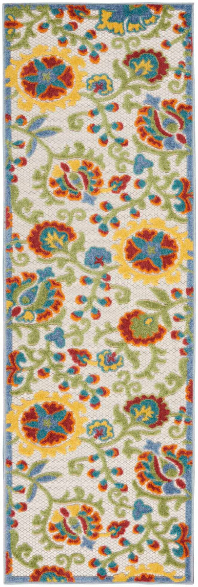 Annitra Indoor/Outdoor Ivory & Multicolor Flower Garden Area Rug - Elegance Collection