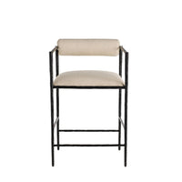 Barbana White Performance Fabric & Natural Iron Counter Stool (Set of 2)