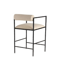Barbana White Performance Fabric & Natural Iron Counter Stool (Set of 2)