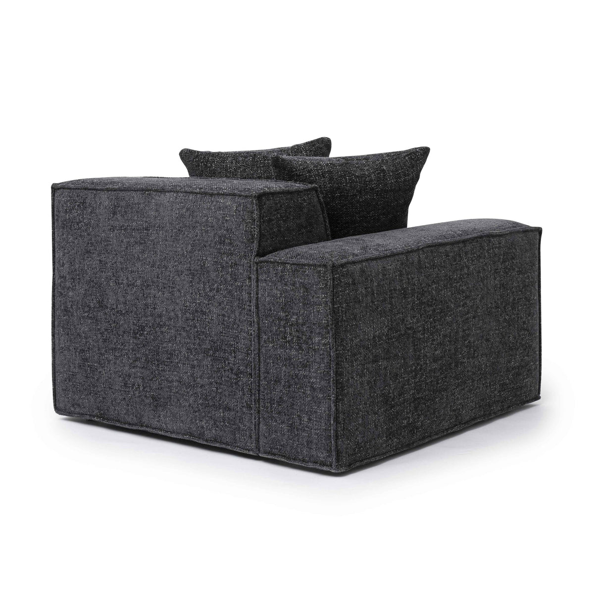 Mindy Charcoal Performance Chenille Basketweave LAF Corner Chair
