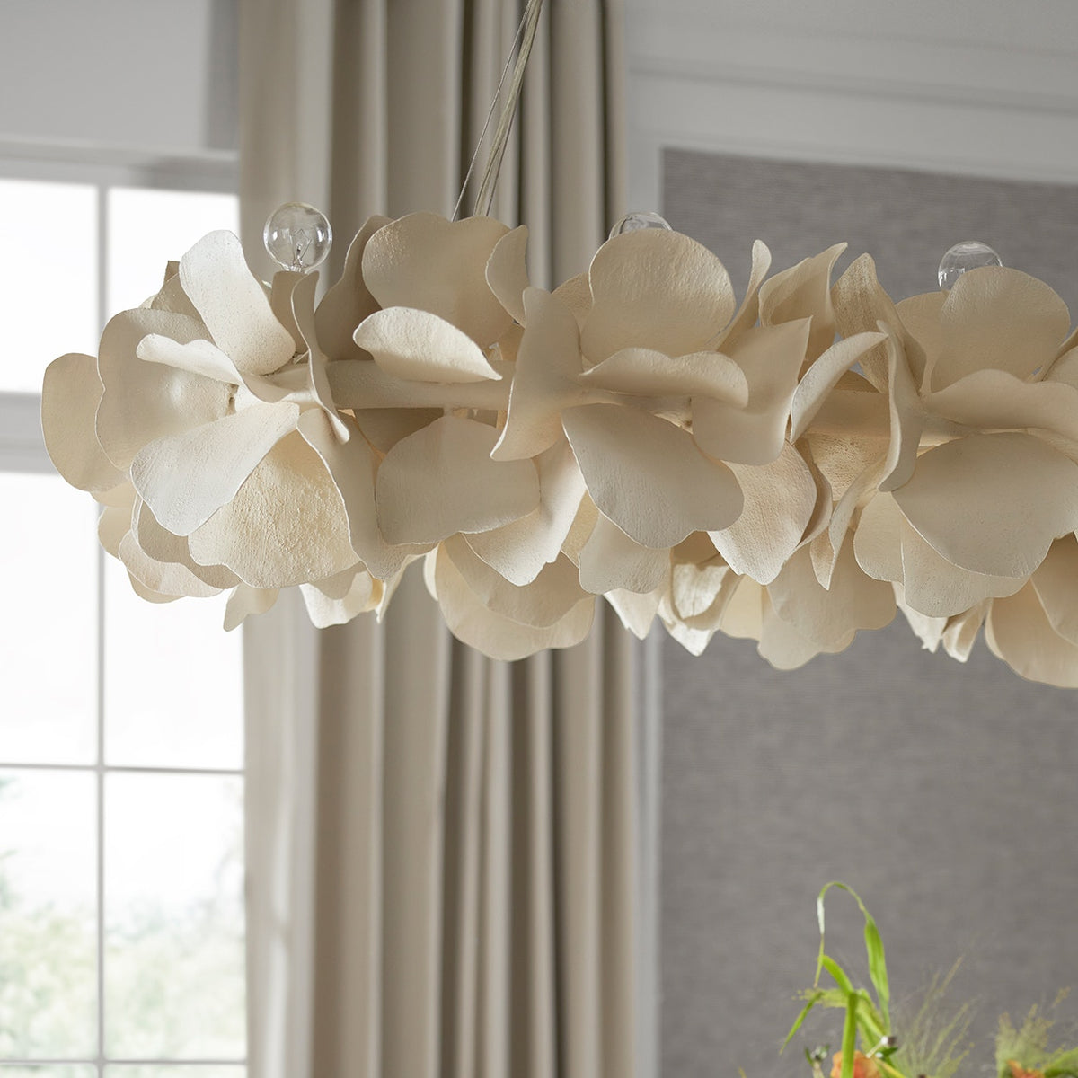 Virginia White Petal Oval Chandelier